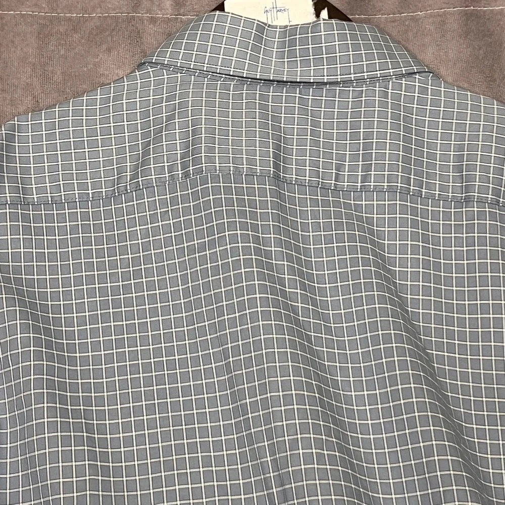 Banana Republic Button Down Shirt Mens XL Blue Grid Excellent Long Sleeve Cotton
